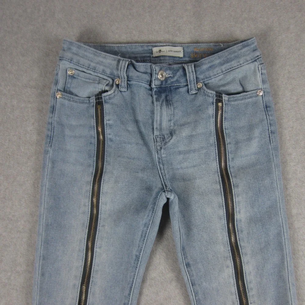 7 For All Mankind Jeans Girls 14 Luxe‎ Vintage Ankle Skinny Zip Front Moto Denim